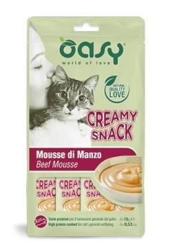 Oasy Gatto Snack Creamy Mousse Di Manzo 4x15 Gr