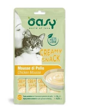 Oasy Gatto Snack Creamy Mousse Di pollo 4x15 Gr