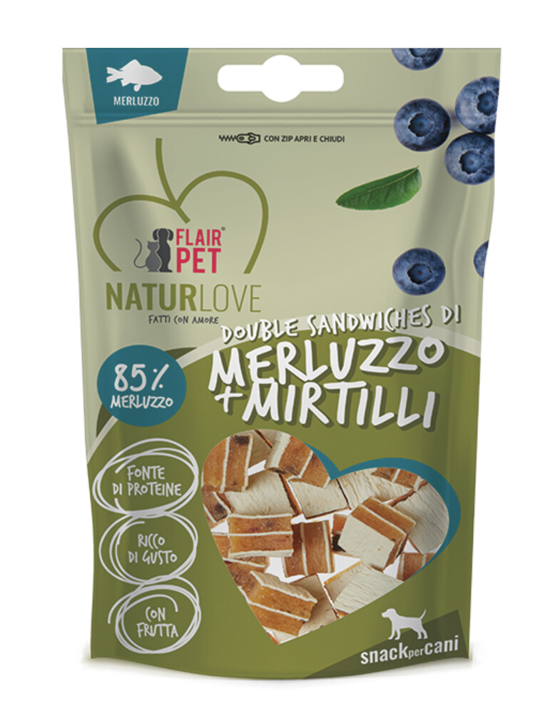 SNACK CANE SANDWICH MERLUZ/MIRTILLI 70GR