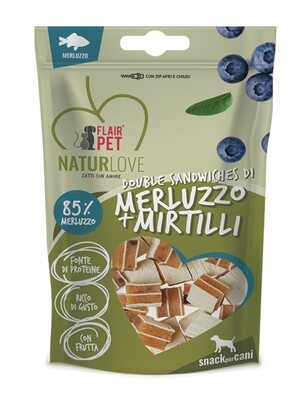 SNACK CANE SANDWICH MERLUZ/MIRTILLI 70GR