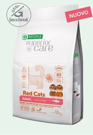 Natures protection Superior Care Red Cats 1,5kg Aringa per gatti rossi  + Snack omaggio a scelta