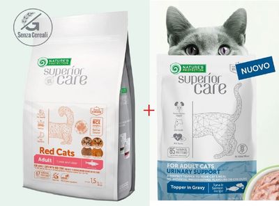Natures protection Superior Care Red Cats 1,5kg Aringa per gatti rossi  + UMIDO FUNZIONALE OMAGGIO 70GR