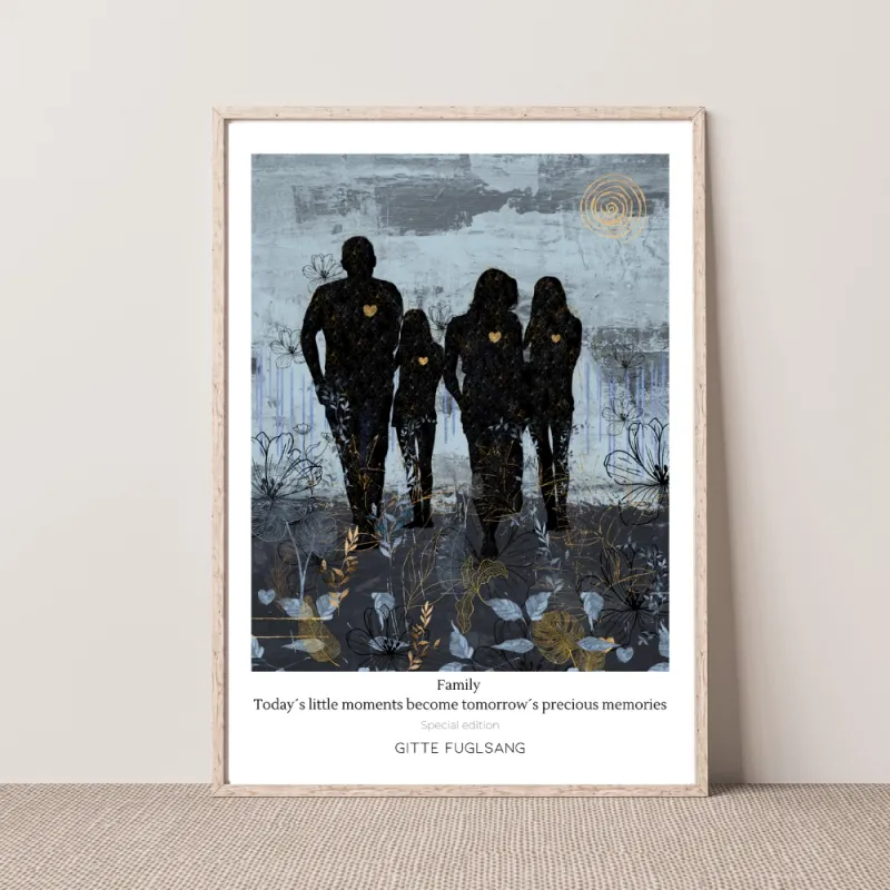 Kunstplakat -  Mor/far med 2 piger
