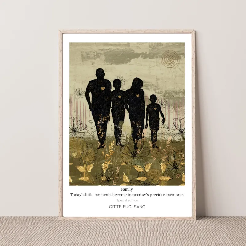 Kunstplakat -  Mor/far med 2 drenge