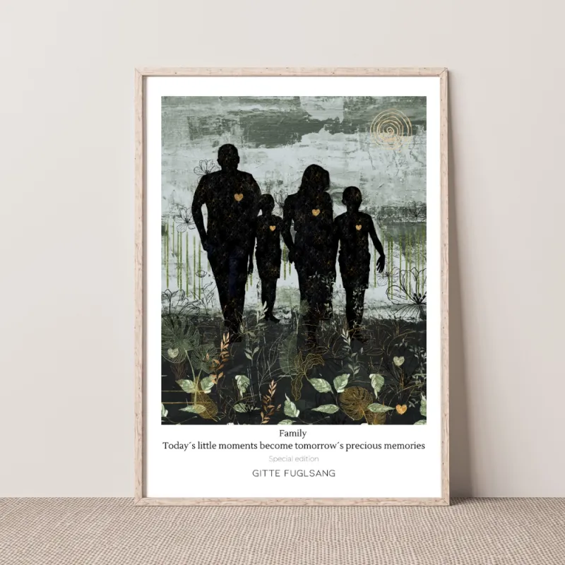 Kunstplakat -  Mor/far med 2 drenge