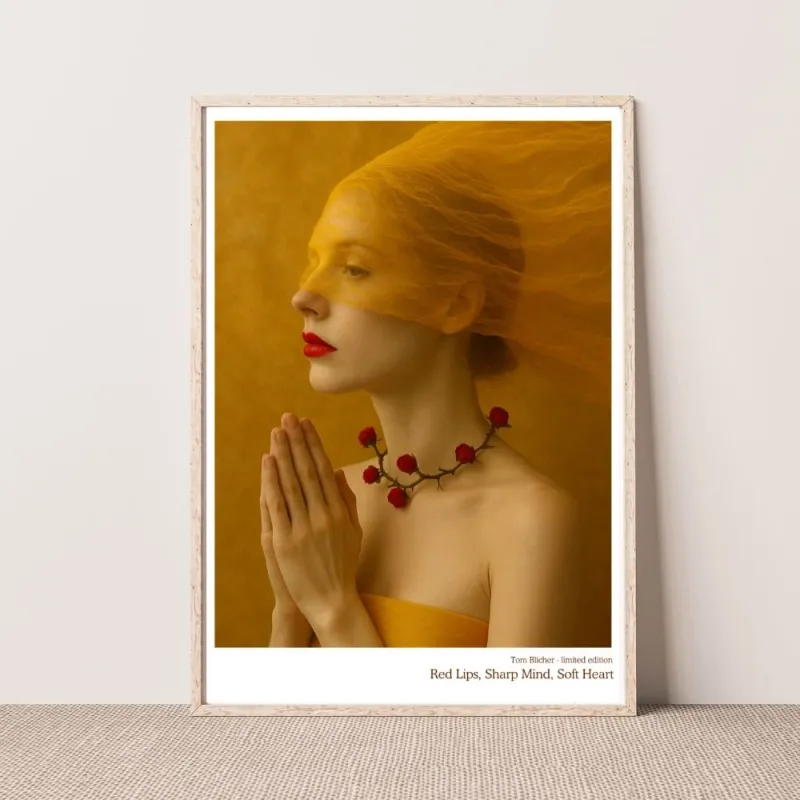 Kunstplakat - Red Lips, Sharp Mind, Soft Heart