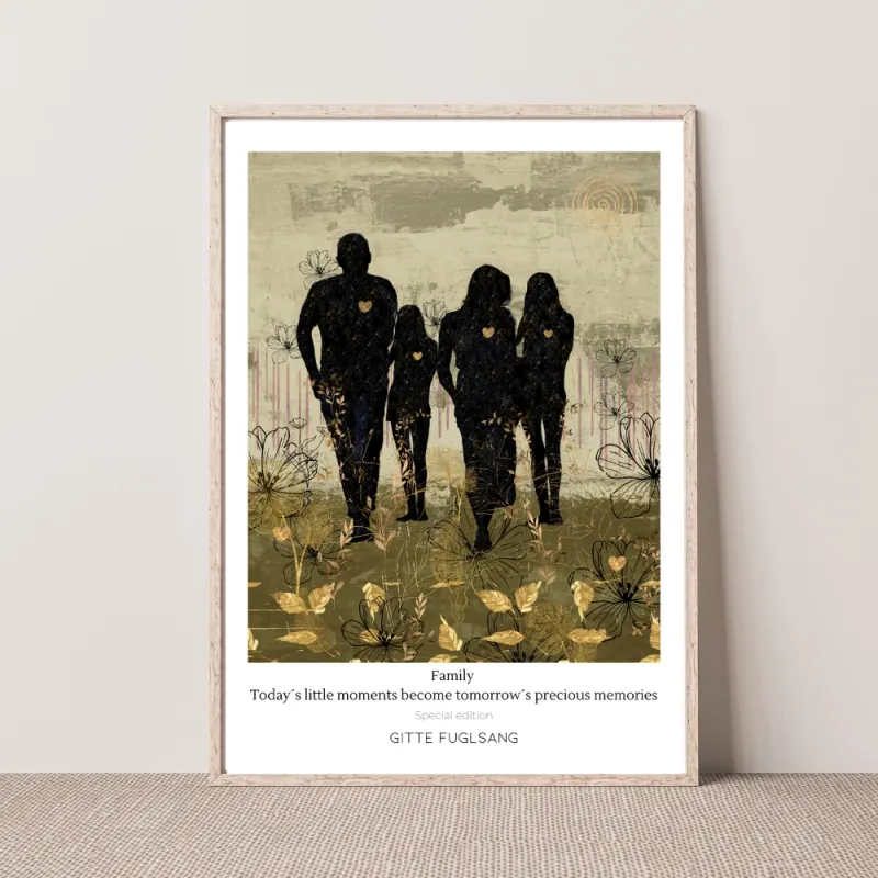 Kunstplakat - Mor/far med 2 piger