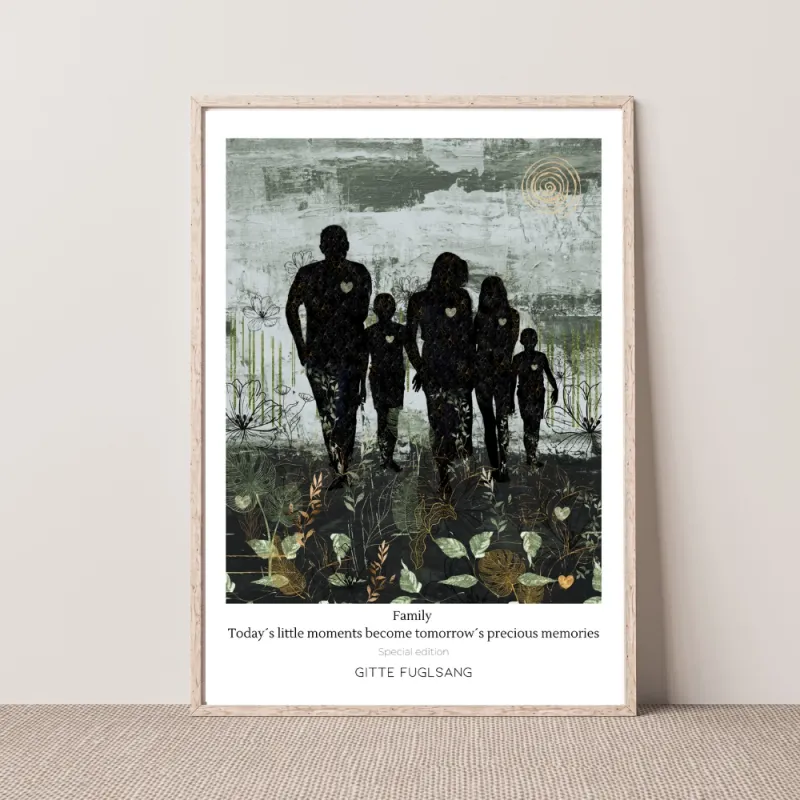 Kunstplakat - Mor/far med storesøster og 2 mindre brødre