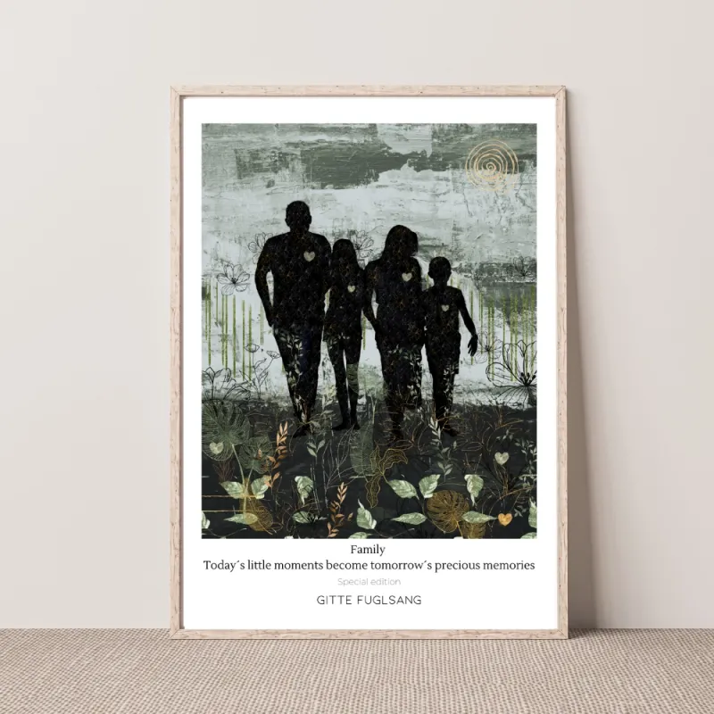 Kunstplakat - Mor med storesøster og lillebror