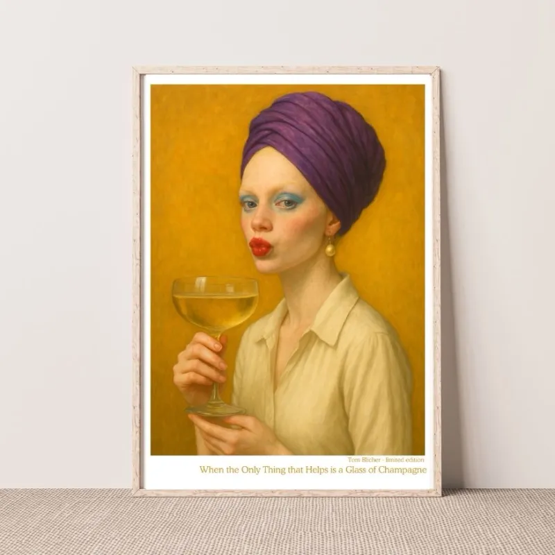 Kunstplakat -  When the Only Thing that Helps is a Glass of Champagne