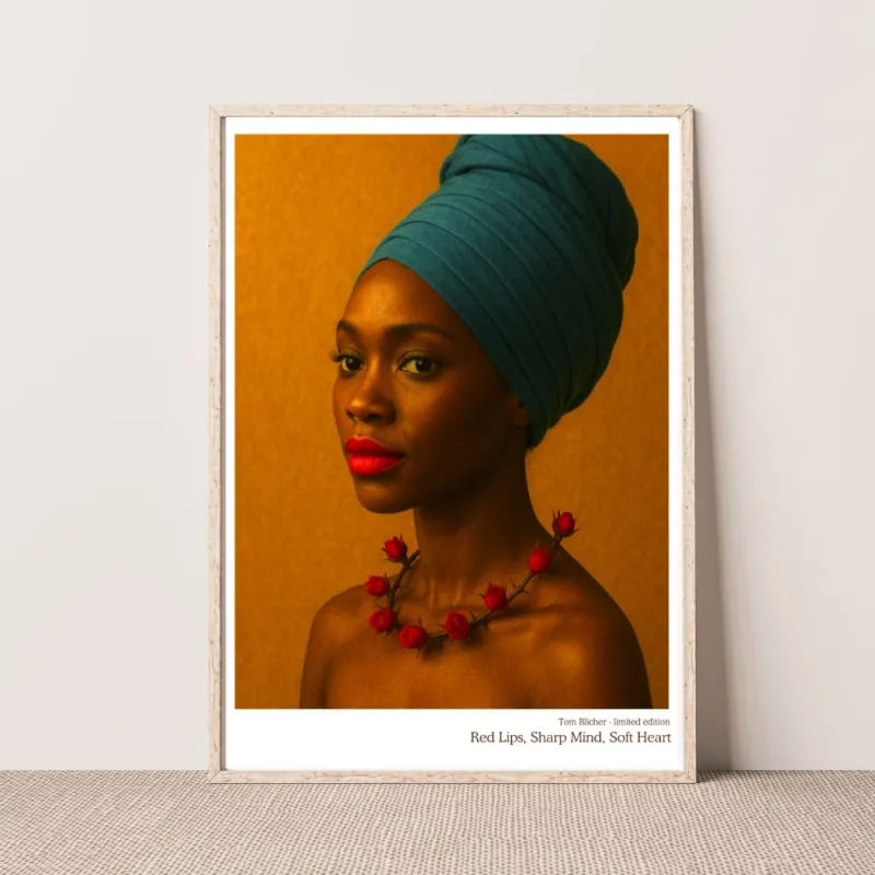 Kunstplakat - Red Lips, Sharp Mind, Soft Heart
