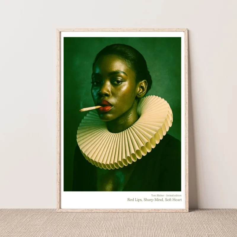 Kunstplakat - Red Lips, Sharp Mind, Soft Heart