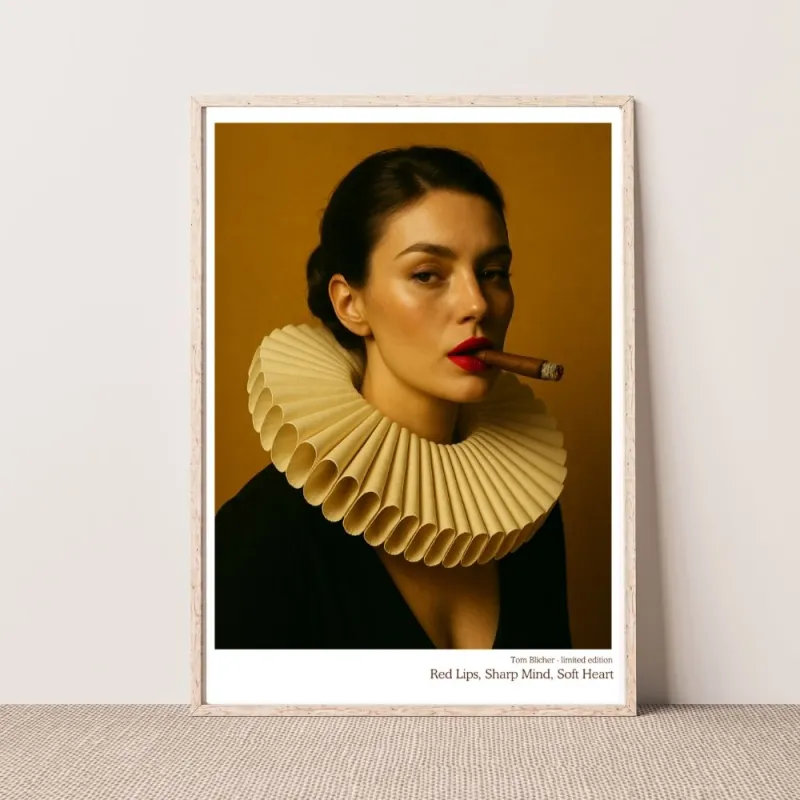 Kunstplakat - Red Lips, Sharp Mind, Soft Heart