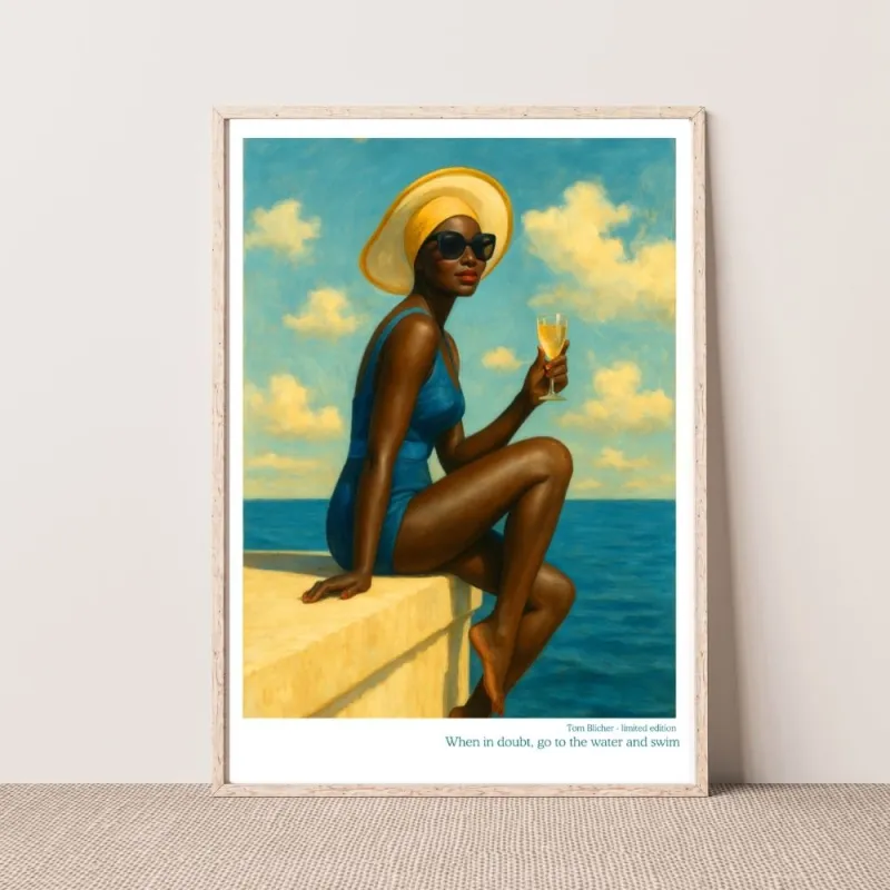 Kunstplakat - When in doubt, go to the water and swim