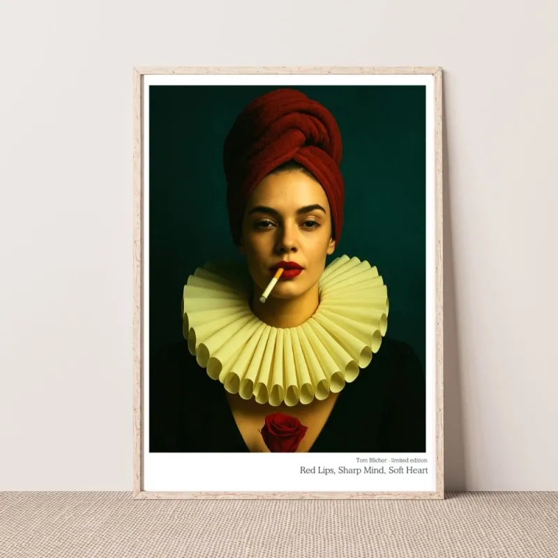 Kunstplakat - Red Lips, Sharp Mind, Soft Heart