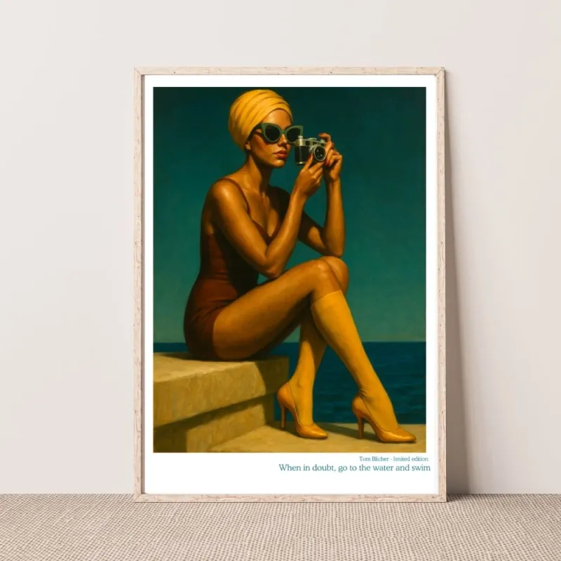 Kunstplakat - When in doubt, go to the water and swim