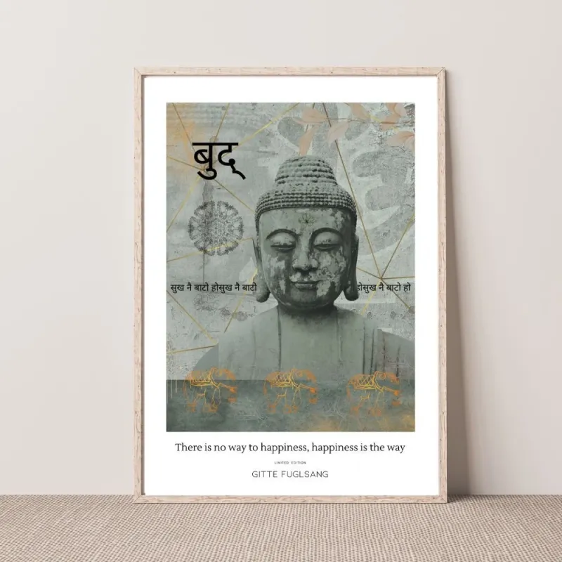 Kunstplakat -  Happy Buddha