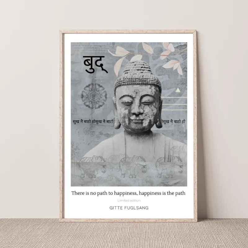 Kunstplakat -  Happy Buddha