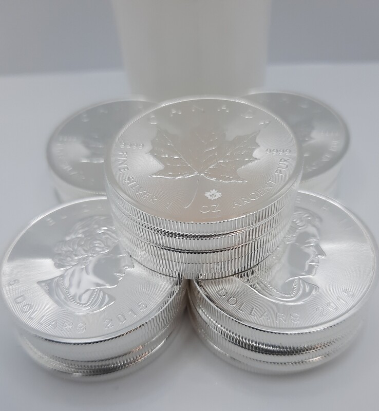 Tube of 25 Canada Maple 1oz coins