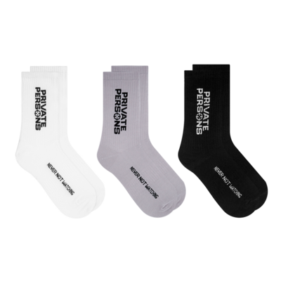 PP LOGO SOCKS (3 PACK) W/B/G