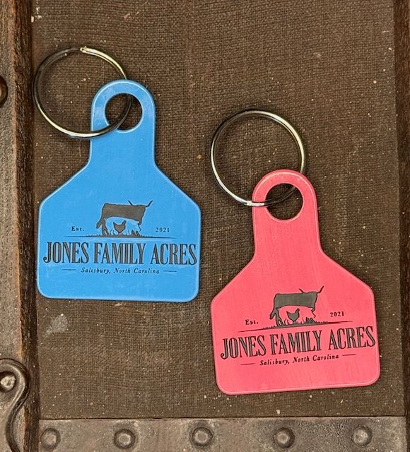 Jones Family Acres Cattle Tag Keychain