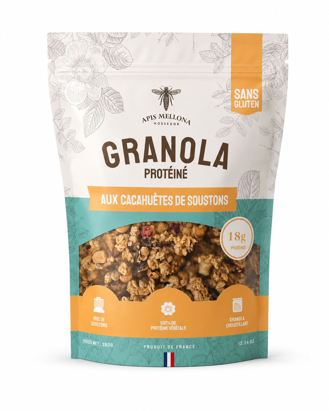 Granola protéiné aux cacahuètes 100% végétal - sans gluten