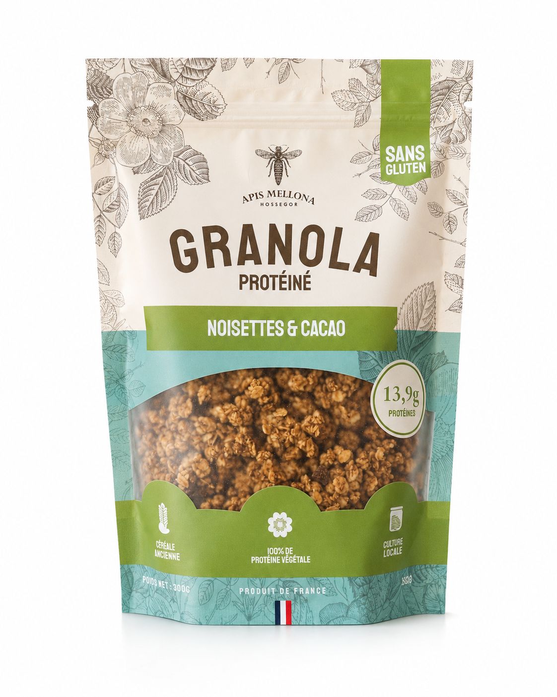 Granola gourmand noisettes/cacao 100% végétal - sans gluten Granola gourmand noisettes/cacao 100% végétal - sans gluten