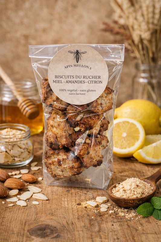 Biscuits du Rucher miel-amandes-citron 100% végétal - sans gluten