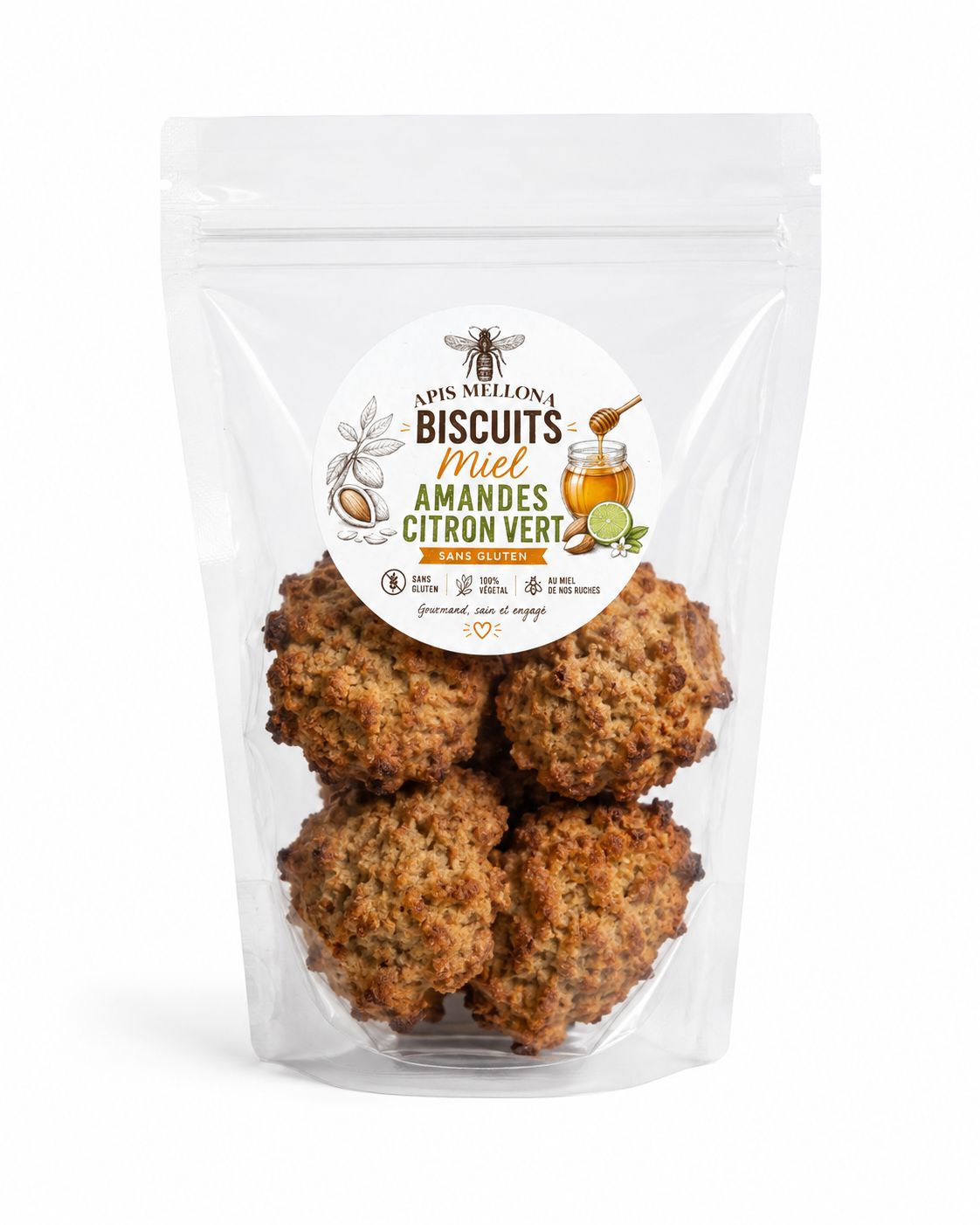 Biscuits du Rucher miel-amandes-citron 100% végétal - sans gluten Biscuits du Rucher miel-amandes-citron 100% végétal - sans gluten