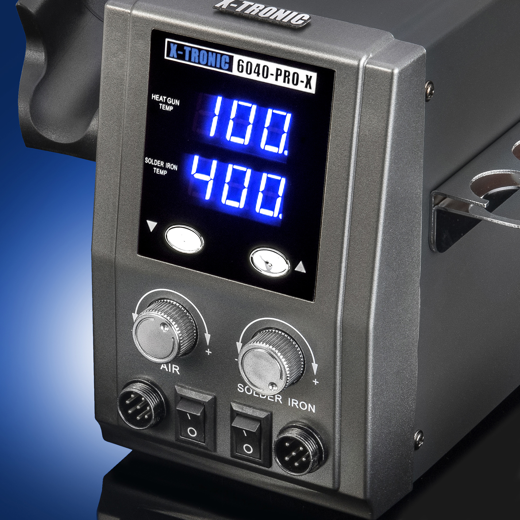 X-Tronic 6040-PRO-X • Platinum Series • 700 Watt Hot Air Rework Soldering Iron Station • Brushless DC Fan Air Delivery System • C/F Conversion, 0-30 Min Sleep, Calibration &amp; Auto Cool Down Features!