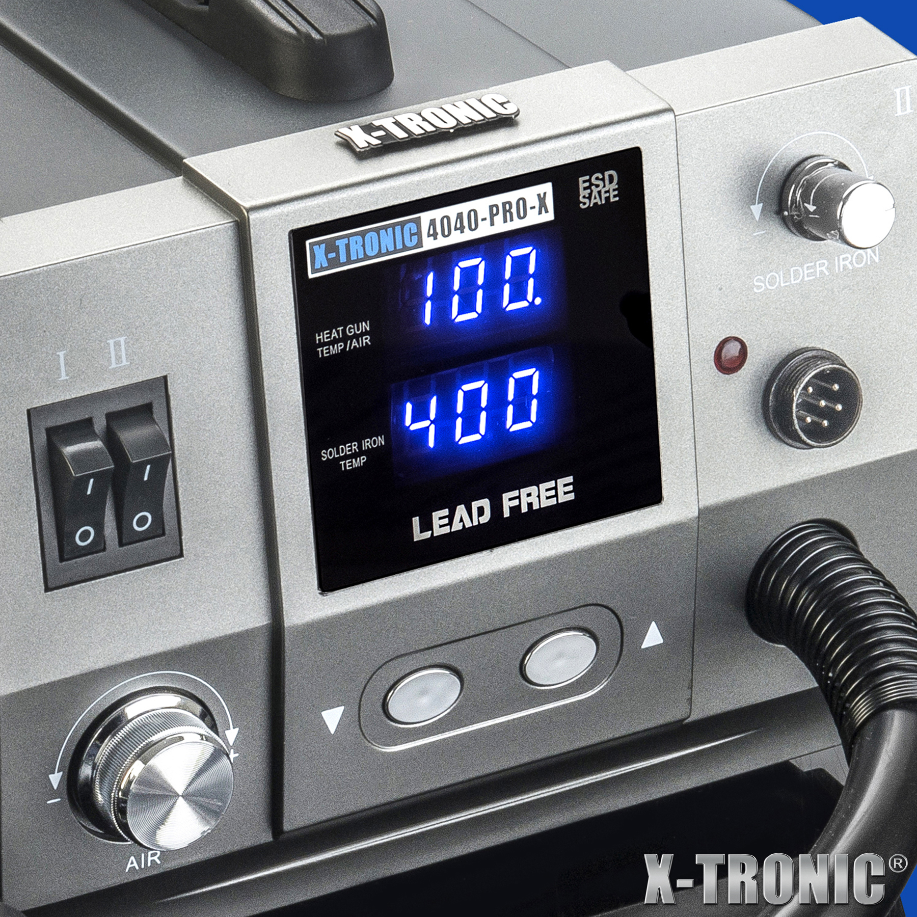 X-Tronic 4040-PRO-X • Platinum Series • 700 Watt Hot Air Rework Soldering Iron Station • Brushless DC Vortex Blower Air System • C/F Conversion, 0-30 Min Sleep, Calibration &amp; Auto Cool Down Features!