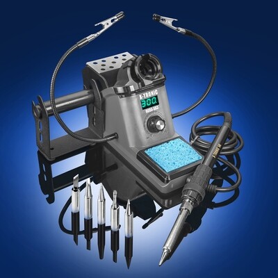 X-Tronic 9080-XR3 - 110 Watt - "Fine to Medium Gauge Wire” LED Display Soldering Iron Station with Sleep, °C/°F & Calibration Function with 5 Extra Sizes/Styles of Soldering Tips XTR-9080-XR3-ST