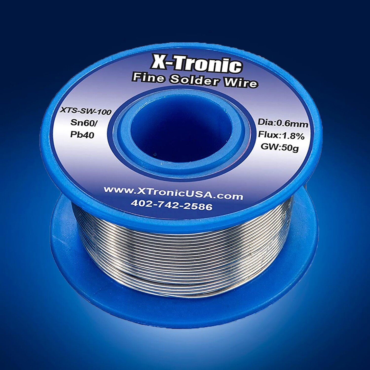 X-Tronic Solder Wire Roll SW-100 (Set of 2) • Sn60/Pb40 • 50 Grams • 0.6mm Diameter • Flux 1.8%