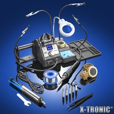 X-Tronic - Model 3060-PRO Double DigitalLED Soldering Station Complete Kit with 5 Extra Sizes/Styles of Soldering Tips Plus some Nice Added Accessories XTR-3060-PRO-ST-ACC