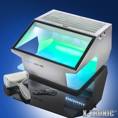 X-Tronic Model #DFX-300 • 40 Watt Professional Dust Free Room • Adjustable Fan & Exhaust Speed • Adjustable Dust Detection & Work Light • Silicone Work Mat • Antistatic Alligator Clip • Lint Roller XTR-DFX-300