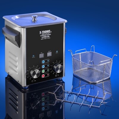 X-Tronic Model #2000-XTS 2.0 Liter Square Format "Platinum Edition" Commercial Ultrasonic Cleaner with Time/Temp LED Displays, Sweep & Degas Controls, S/S Cleaning Basket & Wire Rack Holder XTR-2000-XTS
