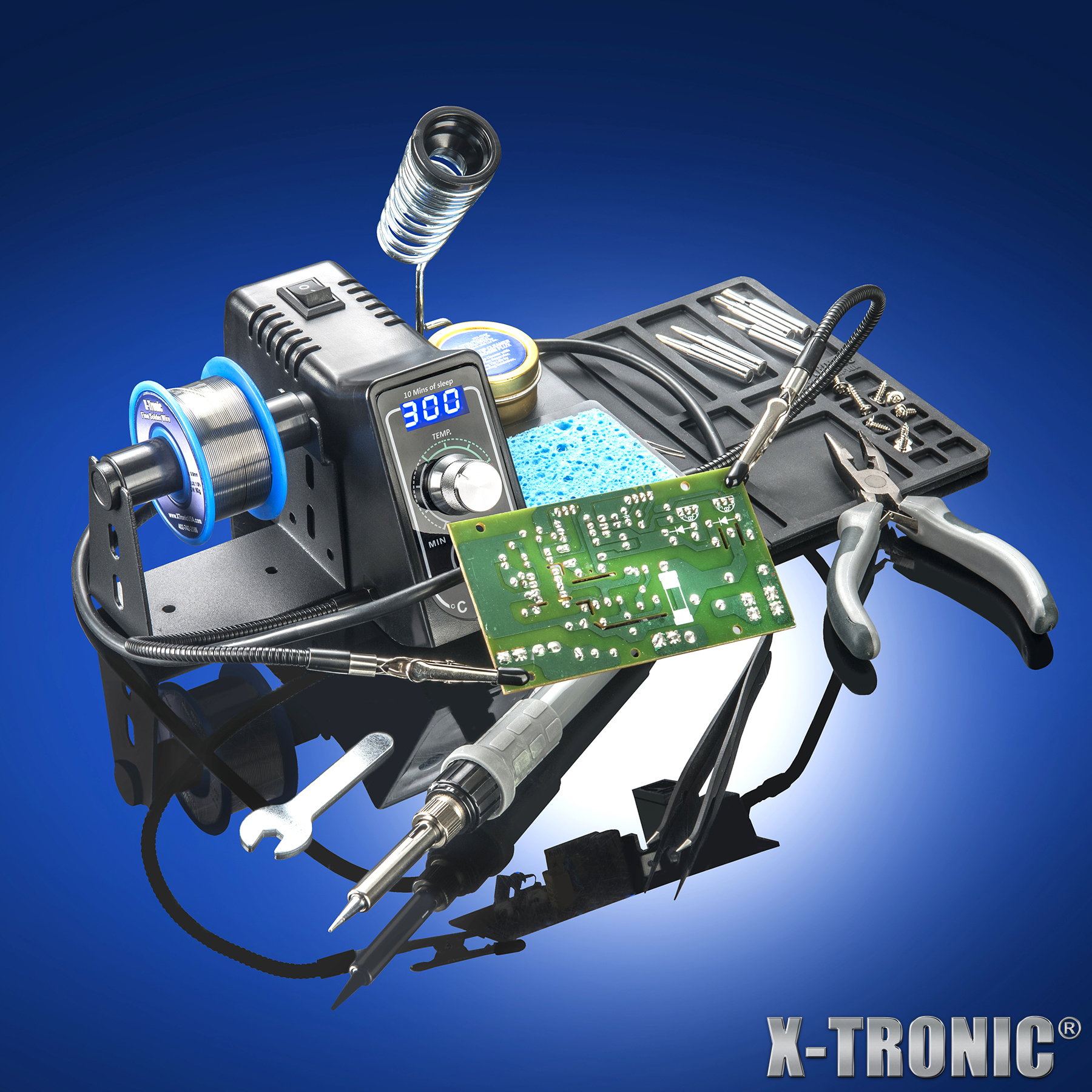 X-Tronic - 3020-XTS Soldering Station with 5 Extra Tips, Roll of Solder, Solder Sucker, Tweezers & More X-Tronic - 3020-XTS Soldering Station with 5 Extra Tips, Roll of Solder, Solder Sucker, Tweezers & More