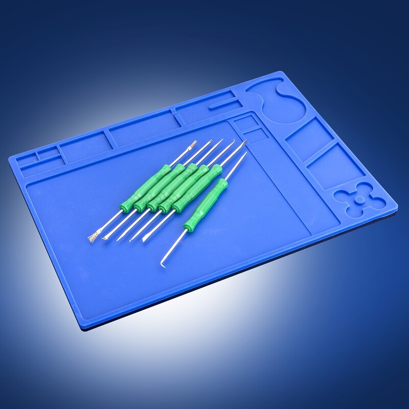 X-Tronic Antistatic Silicone Work Mat with Included Assistive Tools - Medium
