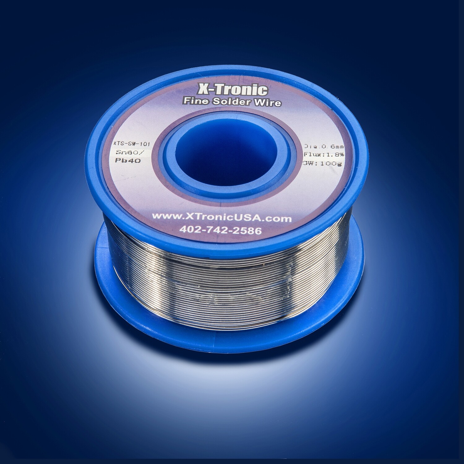X-Tronic Solder Wire Roll SW-101 (Set of 2) • Sn60/Pb40 • 100 Grams • 0.6mm Diameter • Flux 1.8%