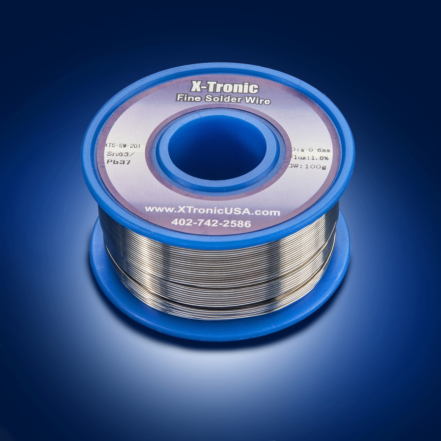 X-Tronic Solder Wire Roll SW-201 (Set of 2) • Sn63/Pb37 • 100 Grams • 0.6mm Diameter • Flux 1.8%