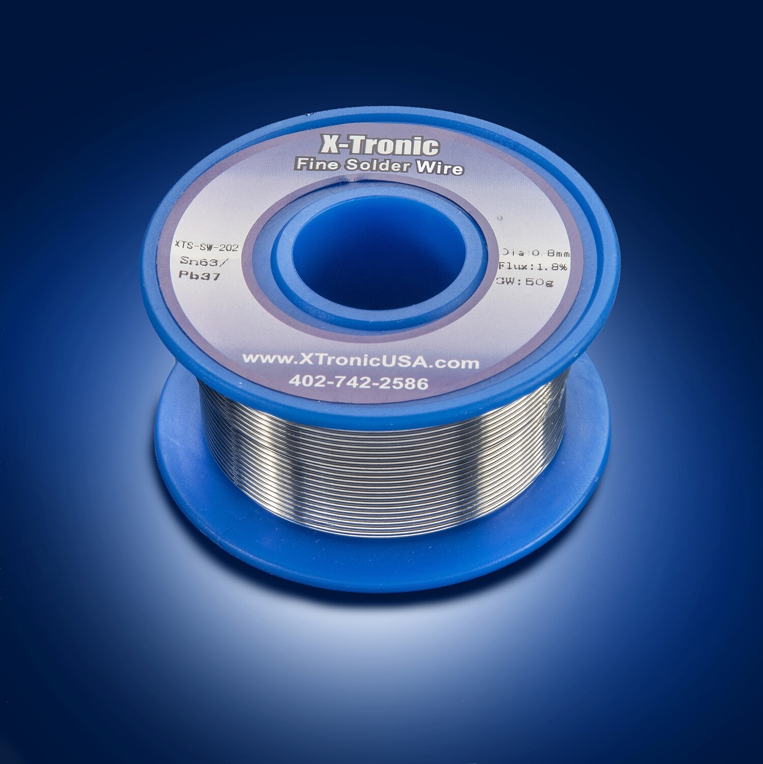 X-Tronic Solder Wire Roll SW-202 (Set of 2) • Sn63/Pb37 • 50 Grams • 0.8mm Diameter • Flux 1.8%