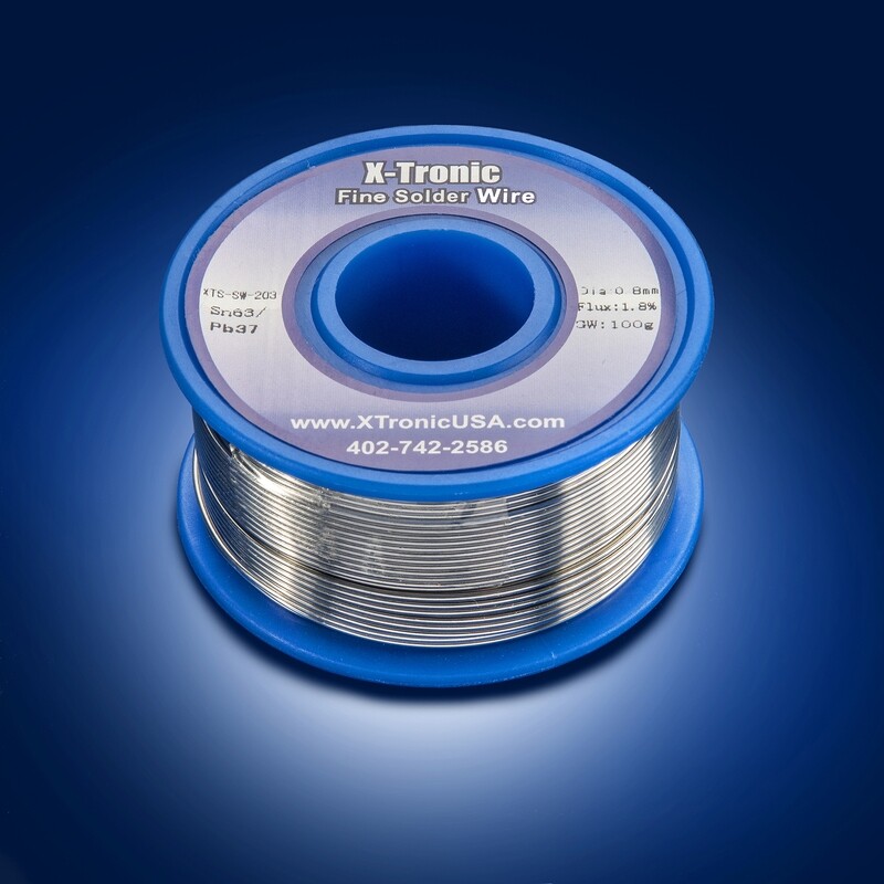 X-Tronic Solder Wire Roll SW-203 (Set of 2) • Sn63/Pb37 • 100 Grams • 0.8mm Diameter • Flux 1.8%