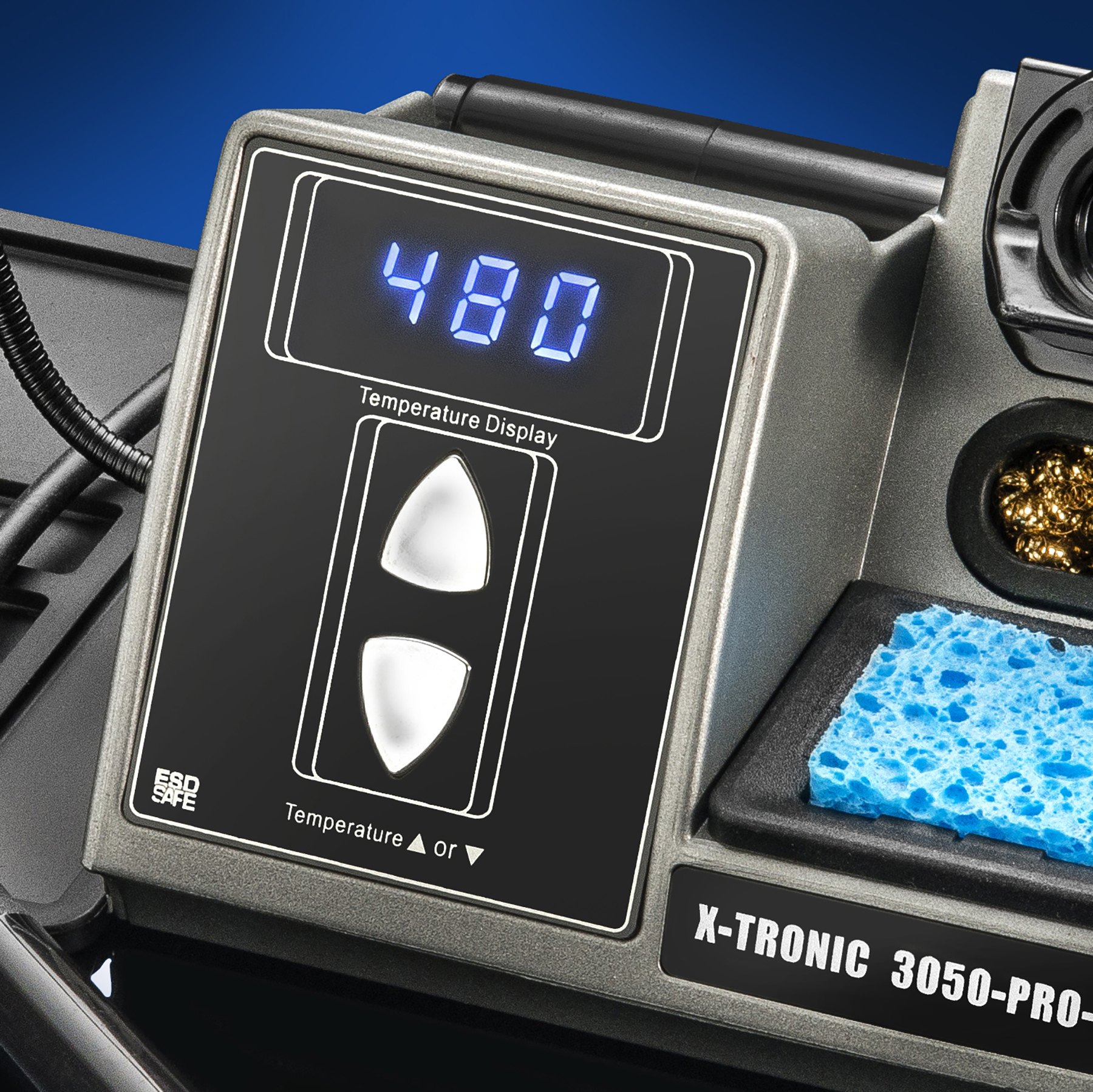 X-Tronic Model 3050-PRO-X Digital LED Soldering Iron Station with 2 Convenient Helping Hands, 1-30 Minute Sleep Function, C/F Programmable, Solder Roll Holder, Brass Tip Cleaner, & Wet Sponge X-Tronic Model 3050-PRO-X Digital LED Soldering Iron Station with 2 Convenient Helping Hands, 1-30 Minute Sleep Function, C/F Programmable, Solder Roll Holder, Brass Tip Cleaner, & Wet Sponge