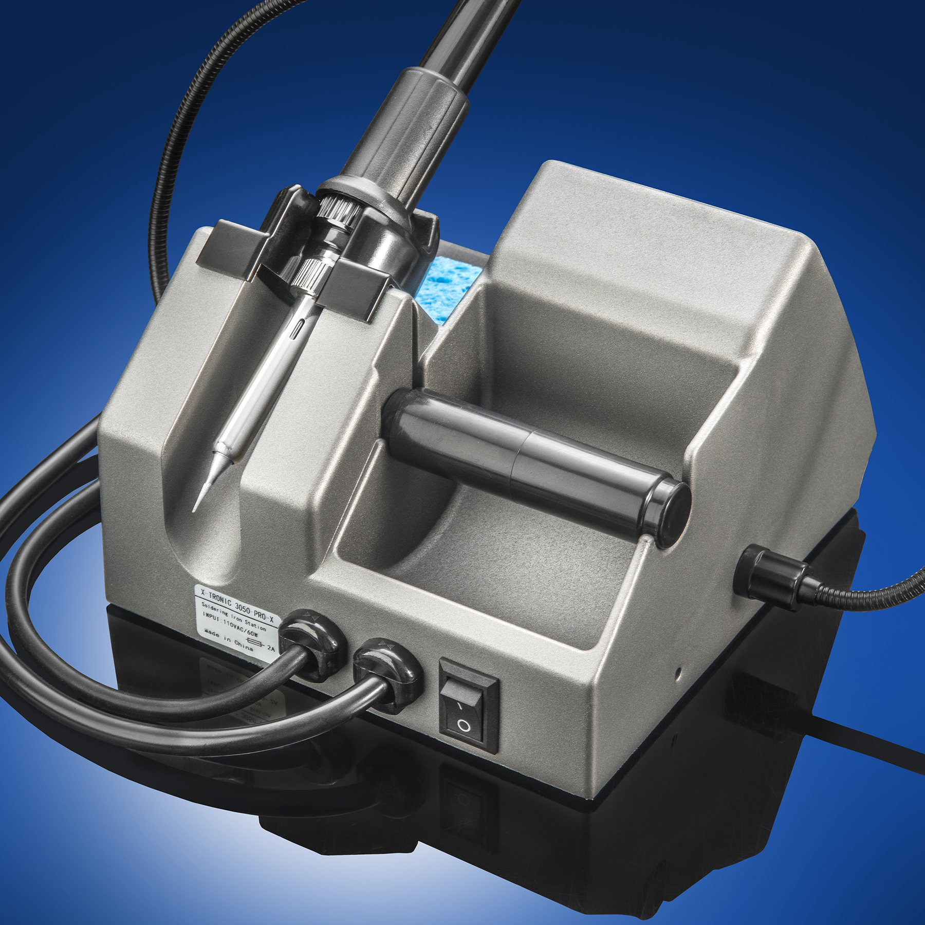 X-Tronic Model 3050-PRO-X Digital LED Soldering Iron Station with 2 Convenient Helping Hands, 1-30 Minute Sleep Function, C/F Programmable, Solder Roll Holder, Brass Tip Cleaner, & Wet Sponge X-Tronic Model 3050-PRO-X Digital LED Soldering Iron Station with 2 Convenient Helping Hands, 1-30 Minute Sleep Function, C/F Programmable, Solder Roll Holder, Brass Tip Cleaner, & Wet Sponge