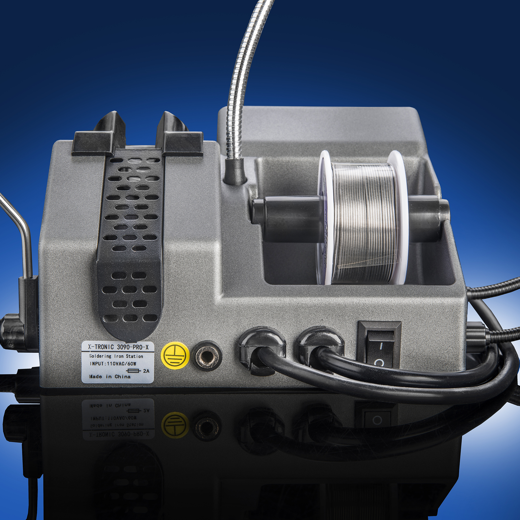 X-Tronic 3090-PRO-X – 75 W Soldering Iron Station – 5 Extra Tips, 2 LED Displays, Sleep Func, C/F, 3 Temp Presets, Mini Mag Lamp, 4 Helping Hands, Solder Sucker, Tweezers, Solder, Brass &amp; Wet Sponges