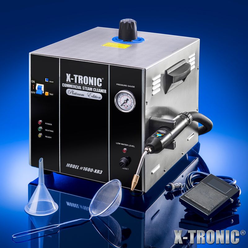 X-Tronic 1600-XR3 4 Liter Commercial Jewelry Steam Cleaner with Hands-Free Foot Pedal &amp; Stainless Steel Tank