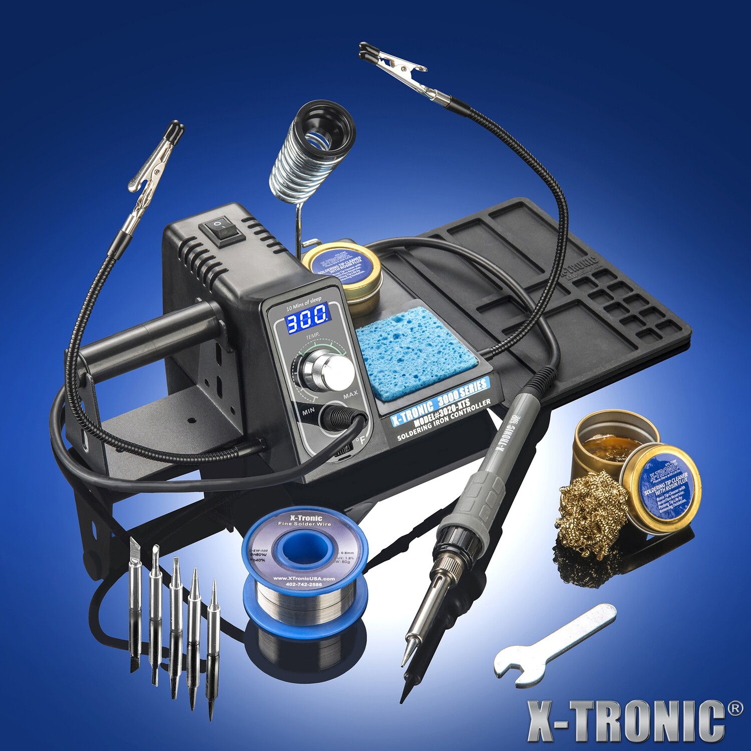 X-Tronic - 3020-XTS Soldering Iron Station Kit with 5 Extra Styles of Soldering Tips