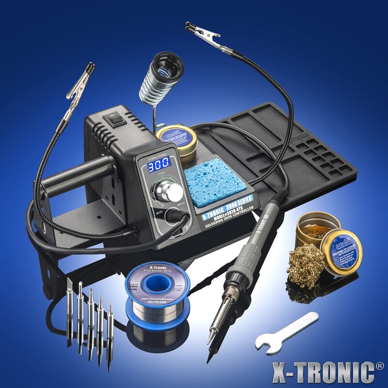 X-Tronic - 3020-XTS Soldering Iron Station Kit with 5 Extra Styles of Soldering Tips