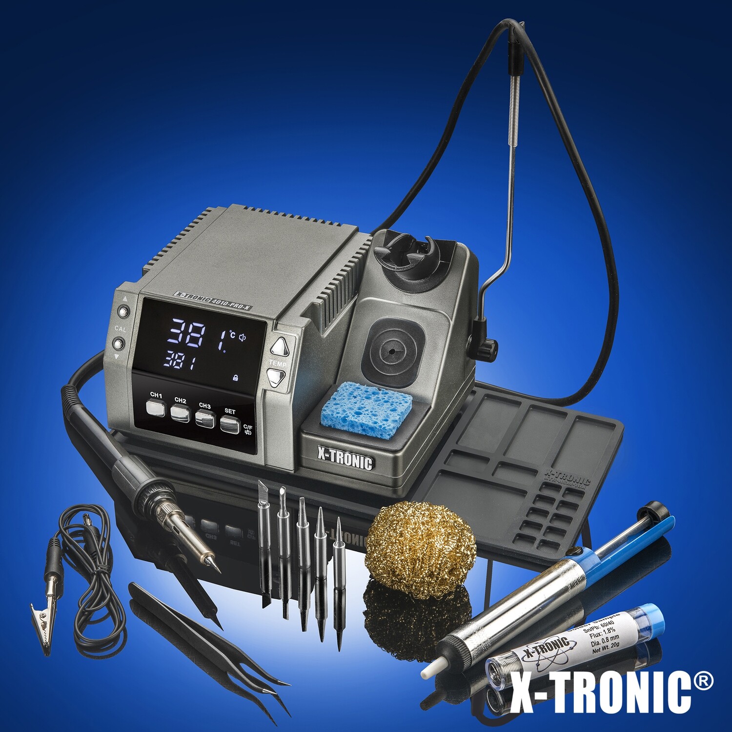 X-Tronic Model 4010-PRO-X "Professional Edition" Soldering Station Complete Kit with 5 Extra Sizes/Styles &amp; More