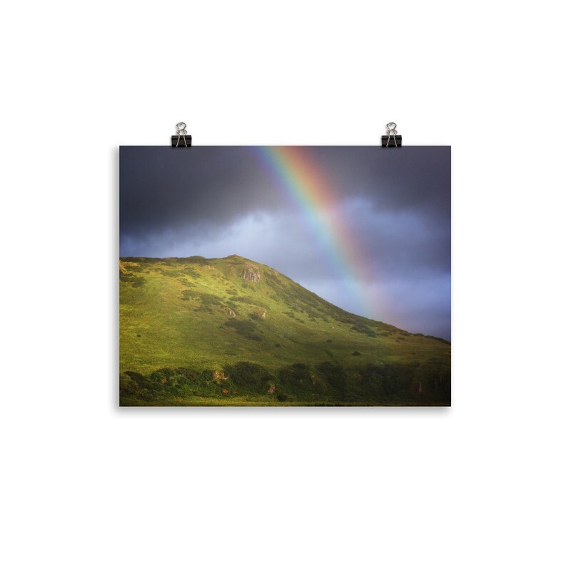 Rainbow over a Hillside Print